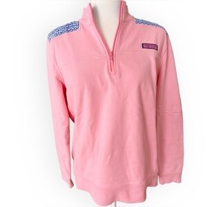 Vineyard Vines Quarter Zip Pink Preppy Shep Shirt Size L